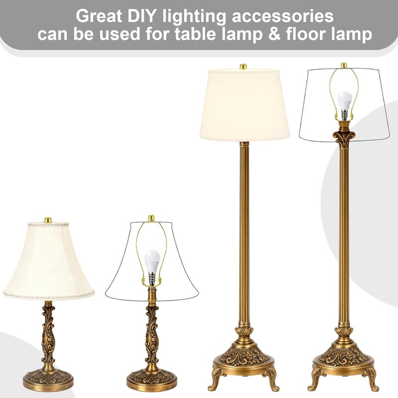 OMOBANU 7 Inch Antique Gold Lamp Shade Harp Holder - Detachable Lamp Shade Holder Replacement with Standard Harp Saddle & Lamps Finials, Metal Decorative Accessories and Parts Repair - Image 5